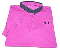 Under Armour Iso.Chill-Mens Pink Short Sleeve Athletic Polo Shirt-(XL) New!