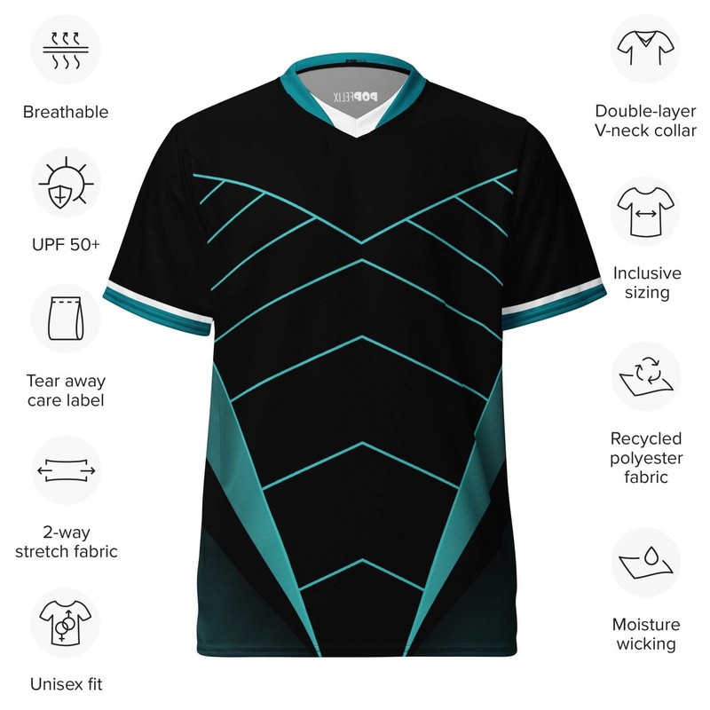 Men's Eastern Blue Pattern Recycled PopFelix Designer Sports Nightclub Jersey gallery