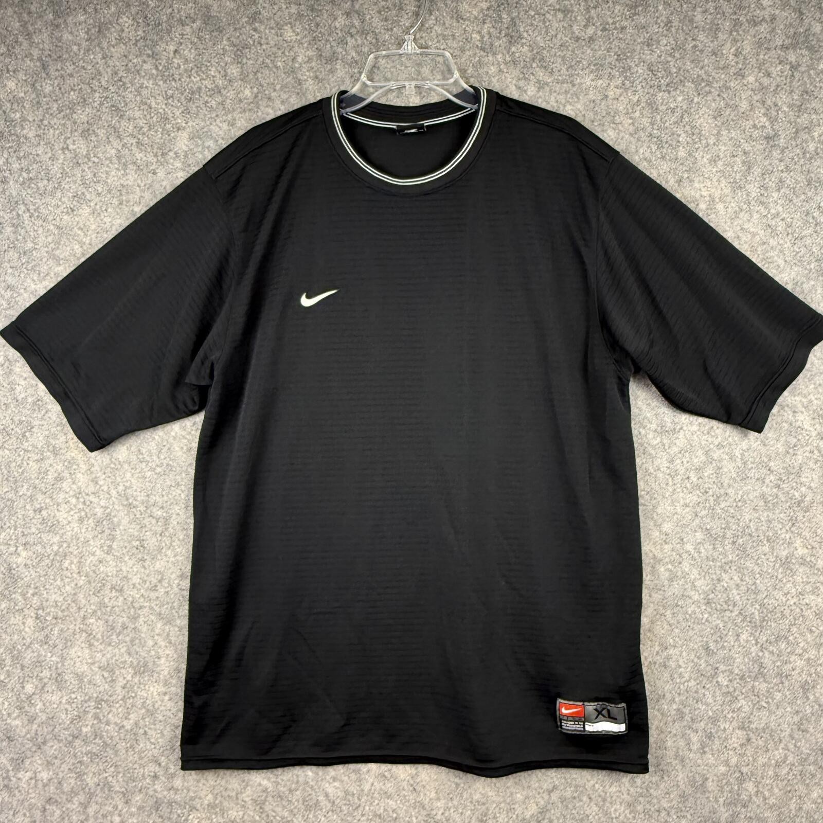 Nike Team Vented Soccer Shirt Jersey Black White Embroidered Logo Men XL 619 gallery