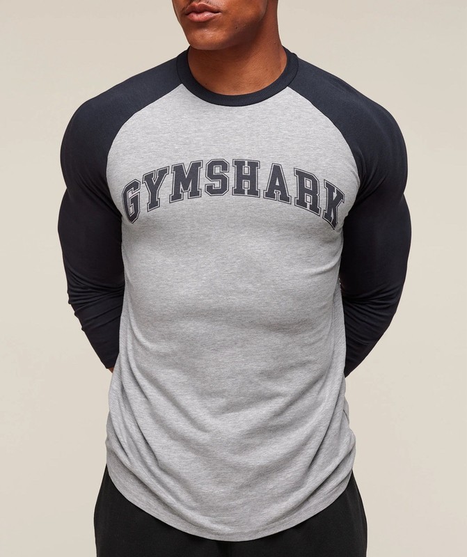 GYMSHARK COLLEGIATE RAGLAN3/4 SLEEVE T-SHIRT SIZE SMALL gallery