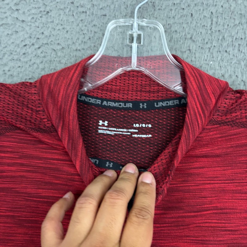 Under Armour Pullover Mens Large Fitted Red 1/4 Zip Long Sleeve Activewear Gym gallery