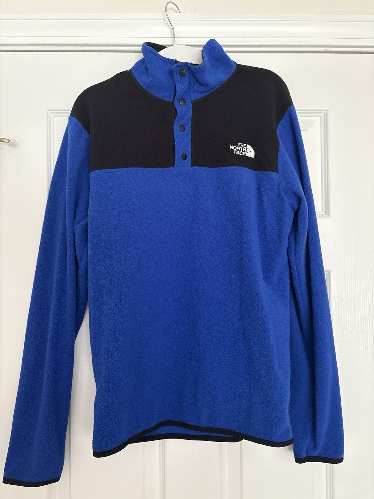 North Face Men’s Fleece Pullover Snap Top Royal And Black Size Small gallery