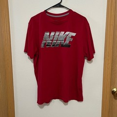 Nike Dri-Fit Red T-Shirt with White and Black Logo (Large) Some wear on logo