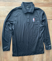 Nike Henley Shirt Mens Large Black NBA Replay Center Long Sleeve Pullover Polo