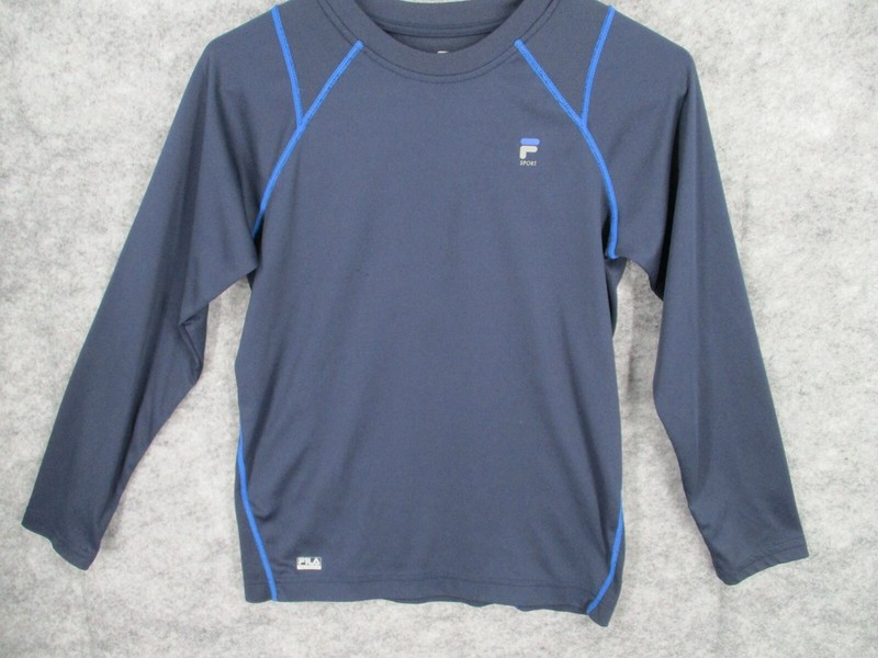 Fila Men's Top Medium Activewear Workout Crew Neck Stretch Elastic Mesh Blue gallery