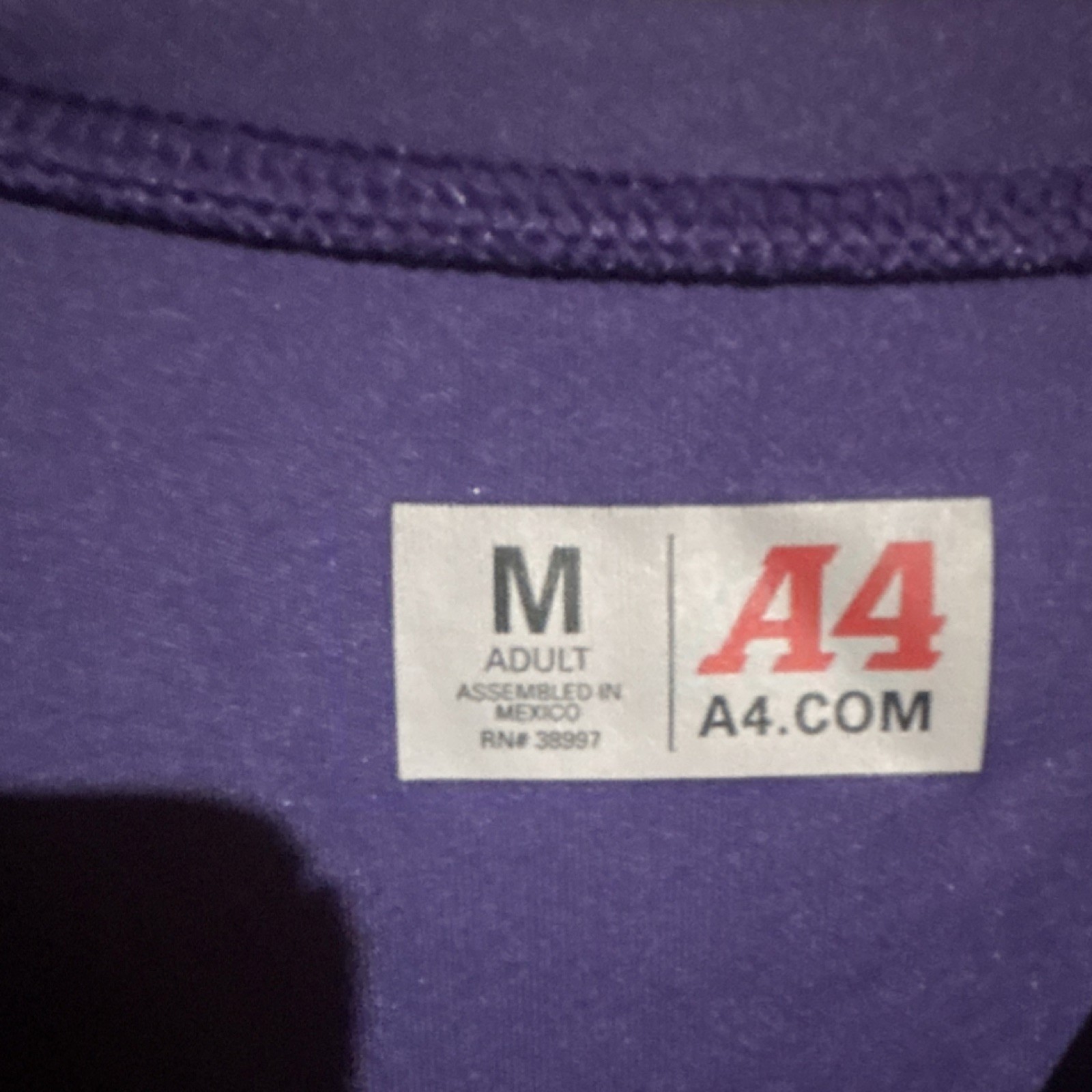A4 Men's Purple Short Sleeve Lightweight Soccer T-Shirt M Logo Number Polyester gallery