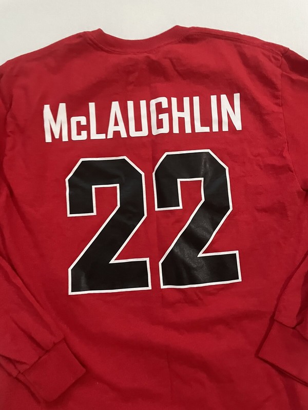 North Quincy Red Raiders Basketball Long Sleeve Red Shirt Size M McLaughlin 22 gallery