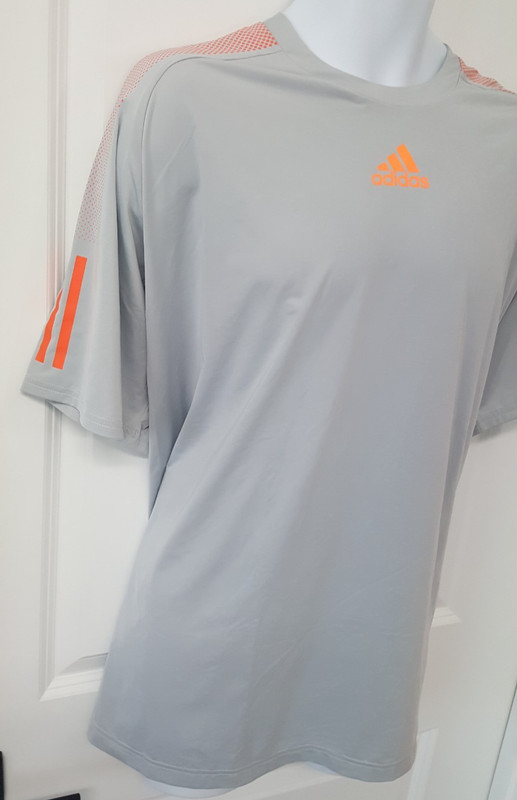 Adidas Barricade Tee Men Gray clear onix-glow orange Size 2XL Climacool gallery