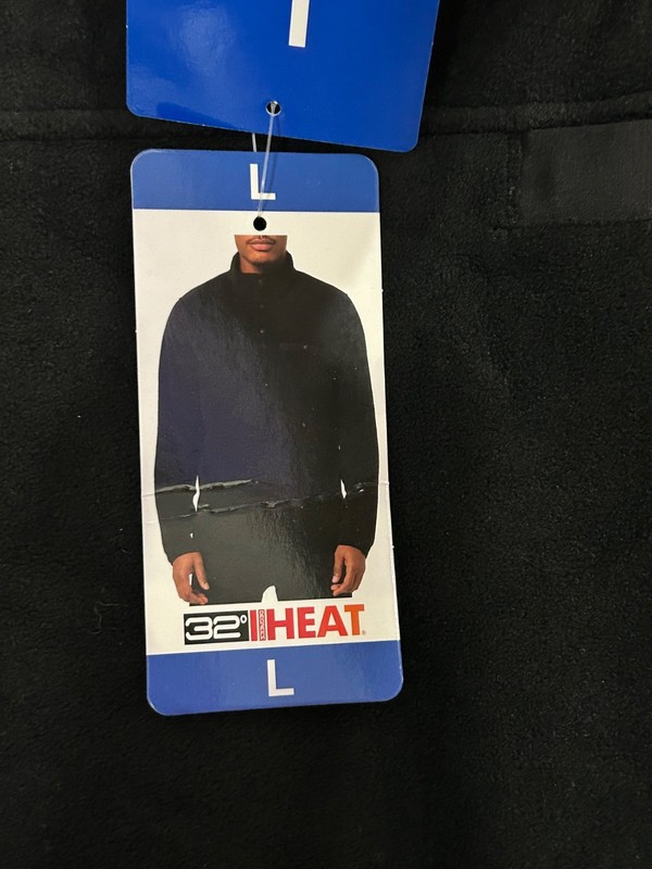 32 Degrees Heat Mens Large Long Sleeve Quarter Snap Fleece Pullover Black NWT gallery