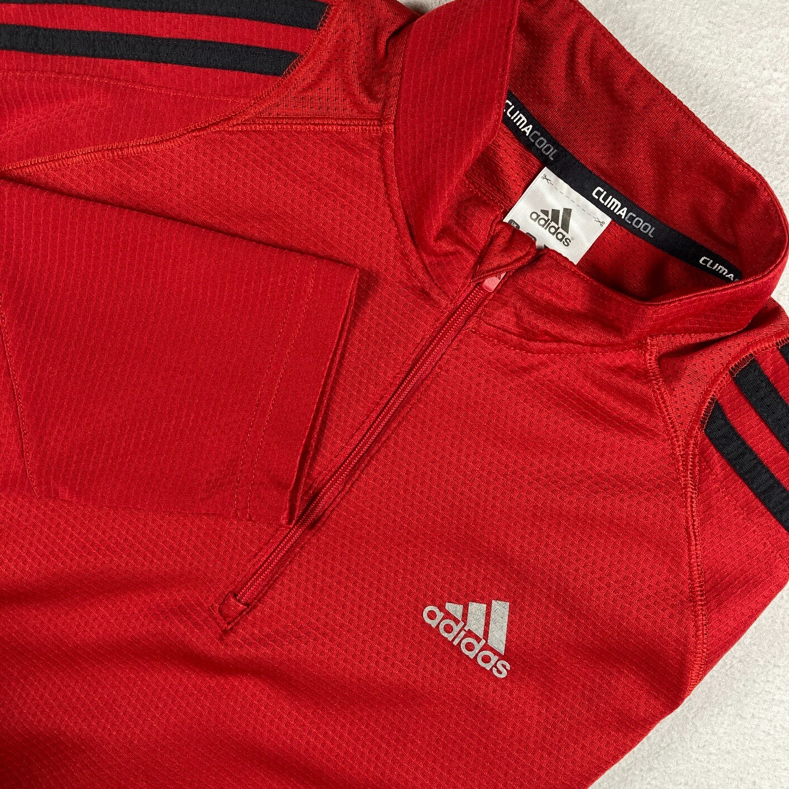Adidas Formotion Response 1/4 Zip Shirt Mens Medium Red Climacool 3 Stripes gallery