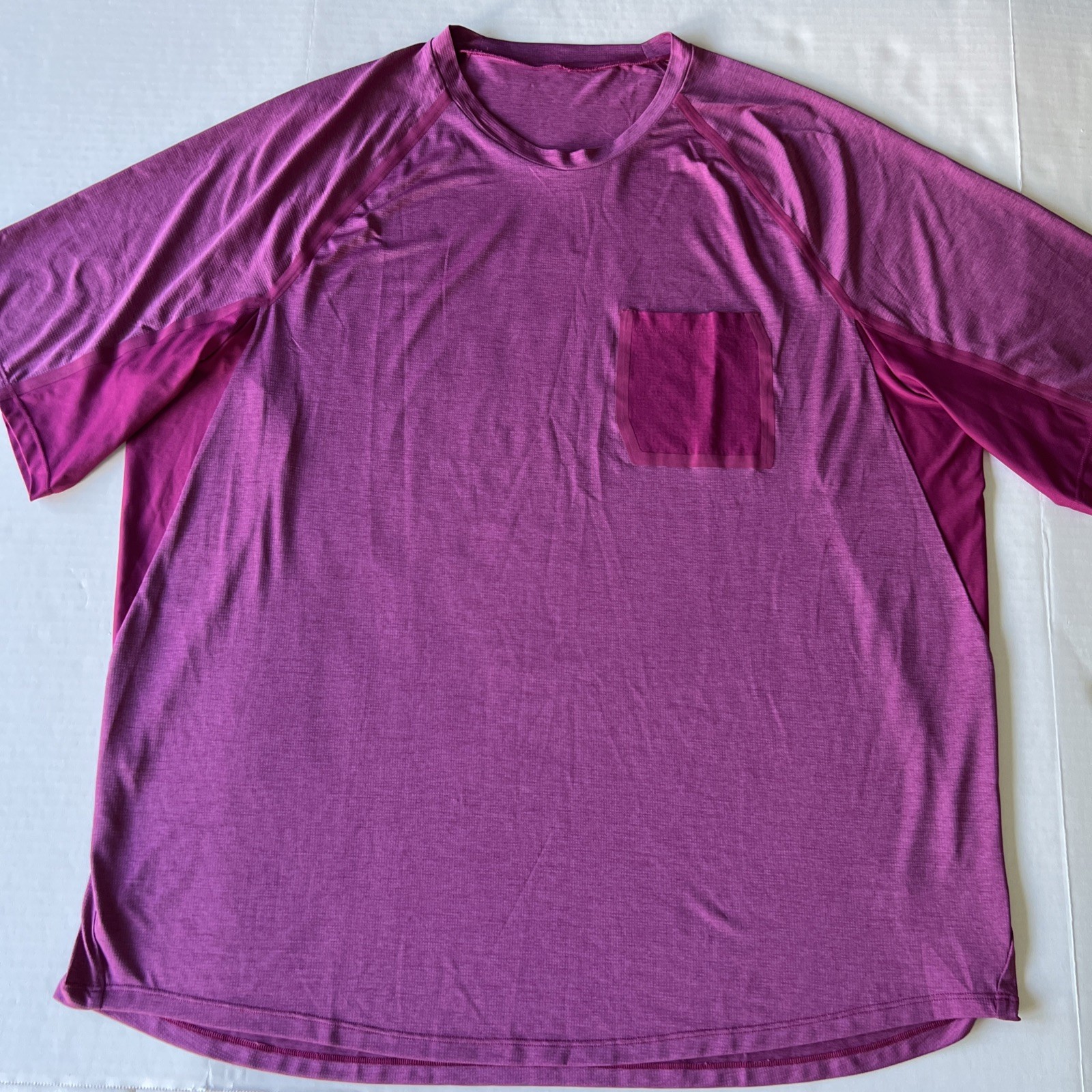 Lululemon Shirt Men's 2XL Purple Performance Stretch Pocket Spell-Out Logo gallery