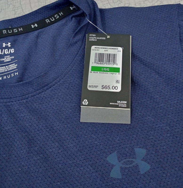 Under Armour Rush Vanish Elite Seamless Men's Short Sleeve Blue Shirt Size L gallery