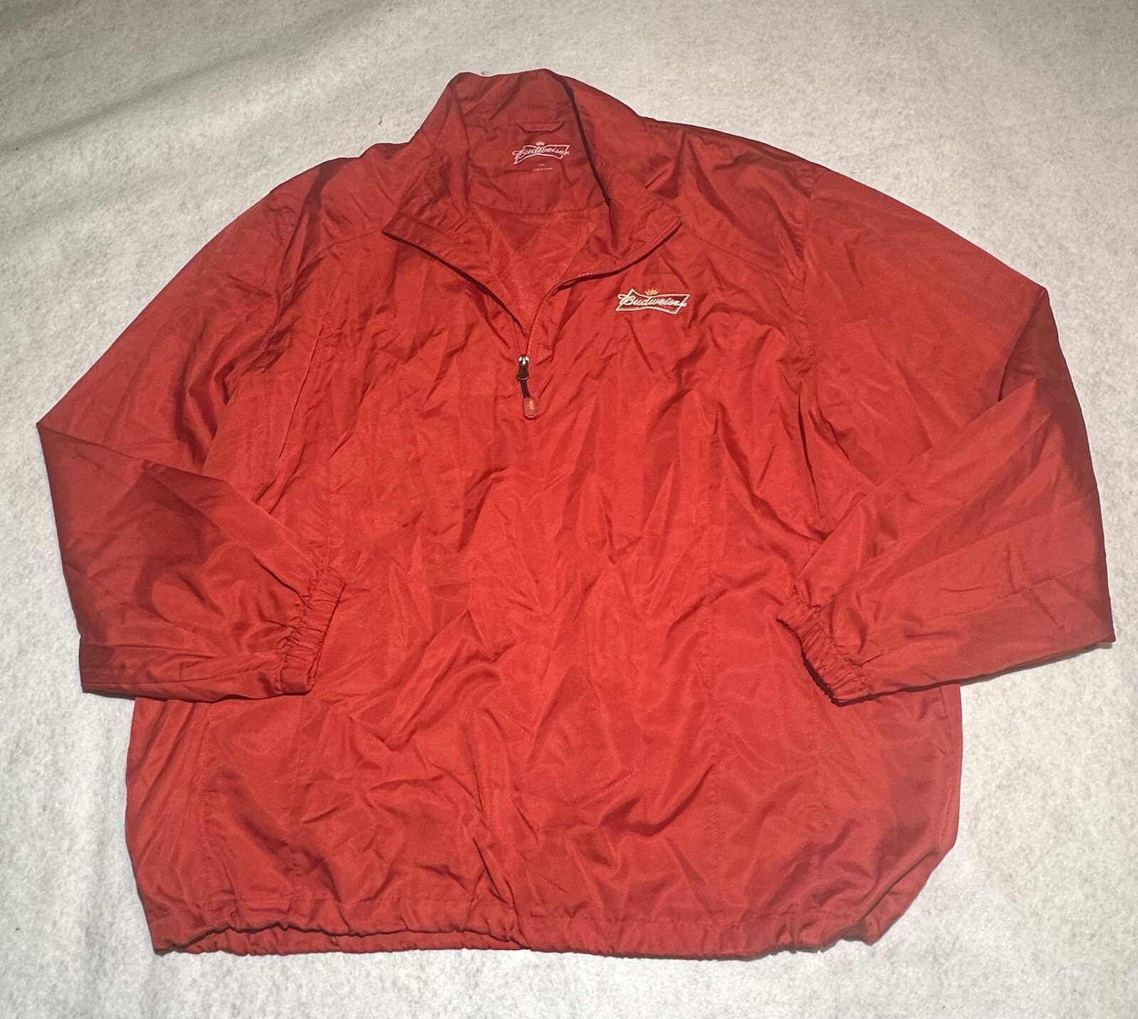 Budweiser Mens 1/4 Zip Pullover Windbreaker Long Sleeve Red Size 2XL gallery