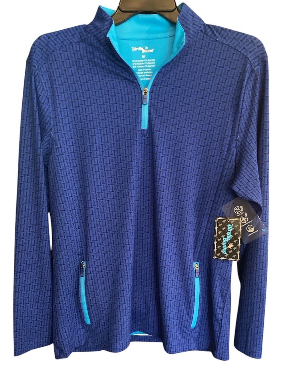 Birdie Bound Performance 1/4 Zip Golf Pullover Mens M Blue Pouch Pocket- gallery