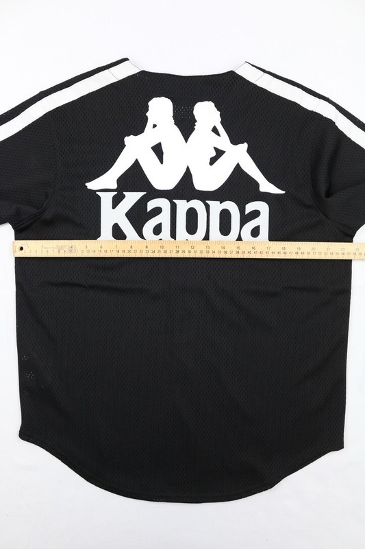 Kappa Authentic Tiago Mens Button Front Jersey Shirt Black White S Striped Mesh gallery