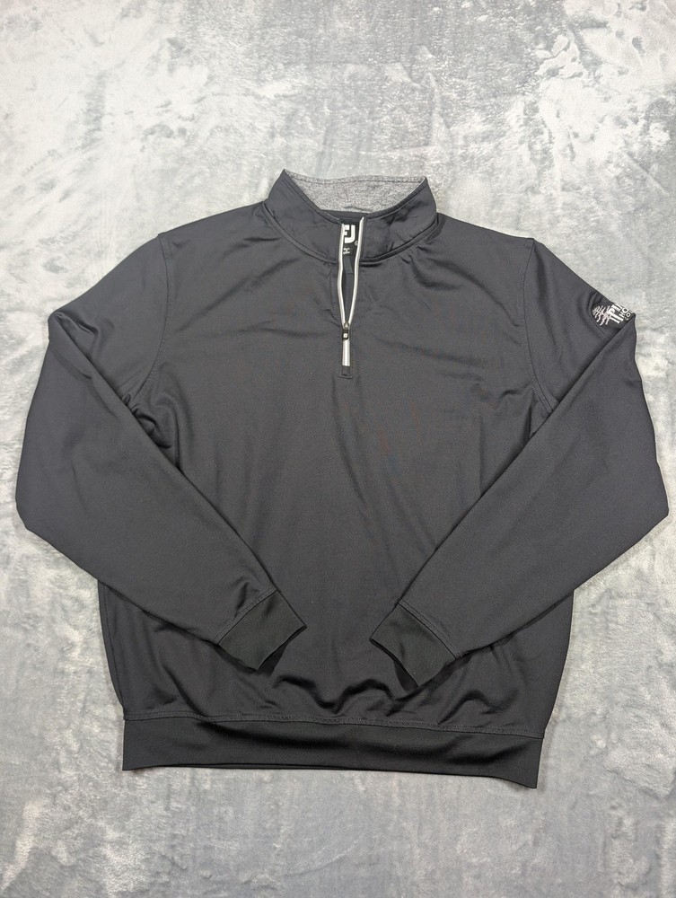 FootJoy Pullover Mens Large Black Pine Hollow Golf Club Half Zip Performance