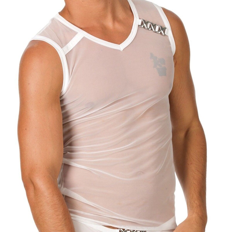 SMALL Gregg Homme Kit PIMP See-Thru Tank top + Briefs White 96622-03 gallery