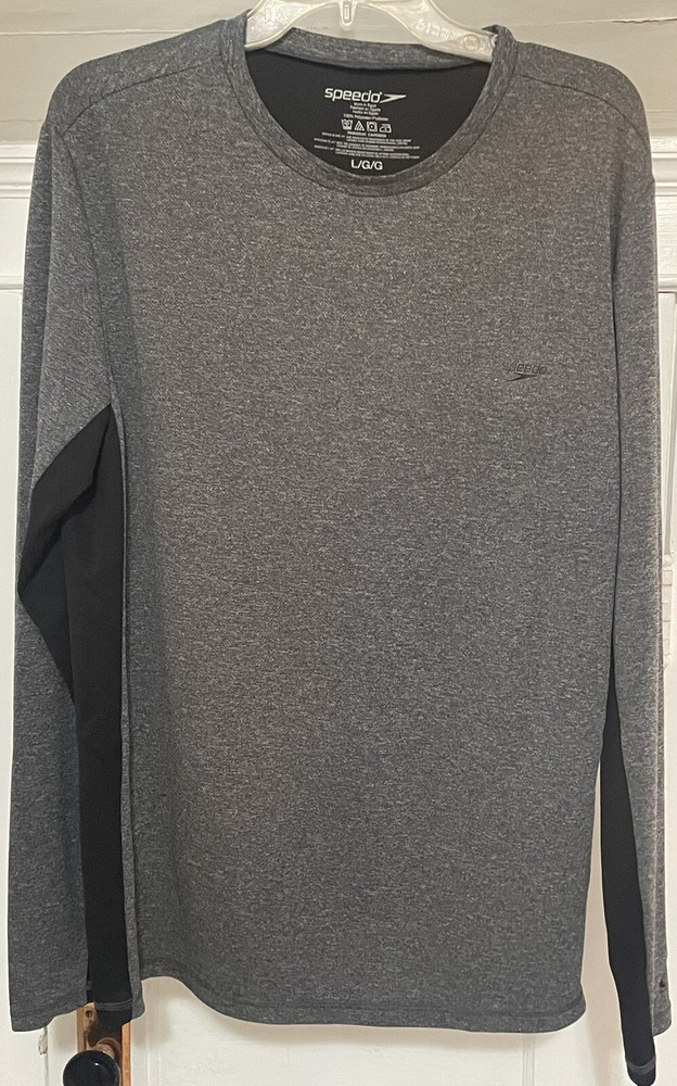 Speedo Men’s Gray/Black Long Sleeve Shirt Size Large L