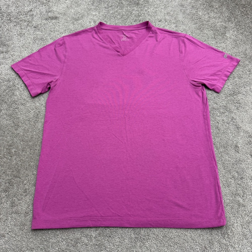 Fabletics Soft Stretch V-Neck T-Shirt Mens large Purple Tee Cotton Modal Blend