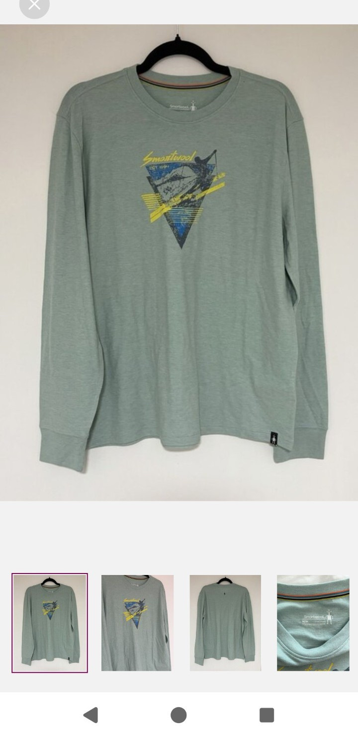 Smartwool Unisex Green Merino Wool Blend Long Sleeve Graphic Crew T-Shirt M gallery