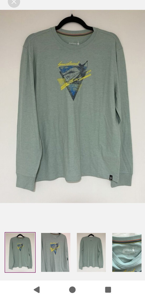 Smartwool Unisex Green Merino Wool Blend Long Sleeve Graphic Crew T-Shirt M
