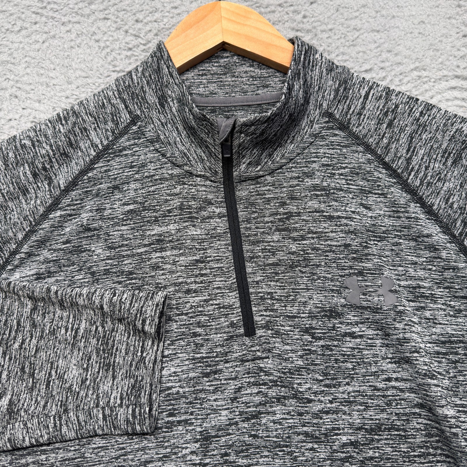 Under Armour Shirt Mens Large Heathered Gray 1/4 Zip Pullover Long Sleeve Mock gallery