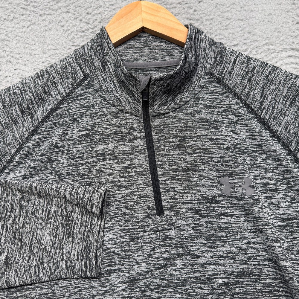 Under Armour Shirt Mens Large Heathered Gray 1/4 Zip Pullover Long Sleeve Mock