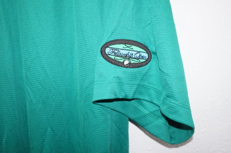 Port Authority Fellowship Open Emerald Green Stripe Golf Polo Shirt Mens Sz XL gallery