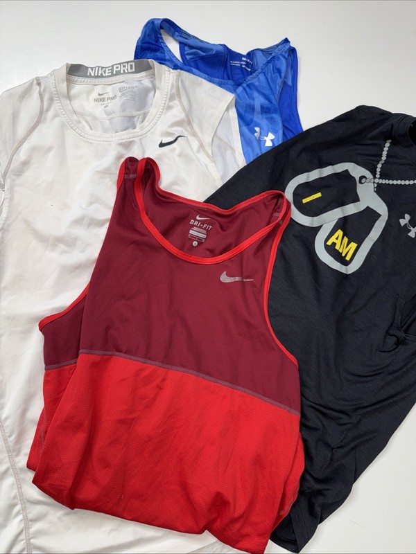 Lot Of 4 Under Armour Nike Men’s Logo Tank Top Sz S gallery