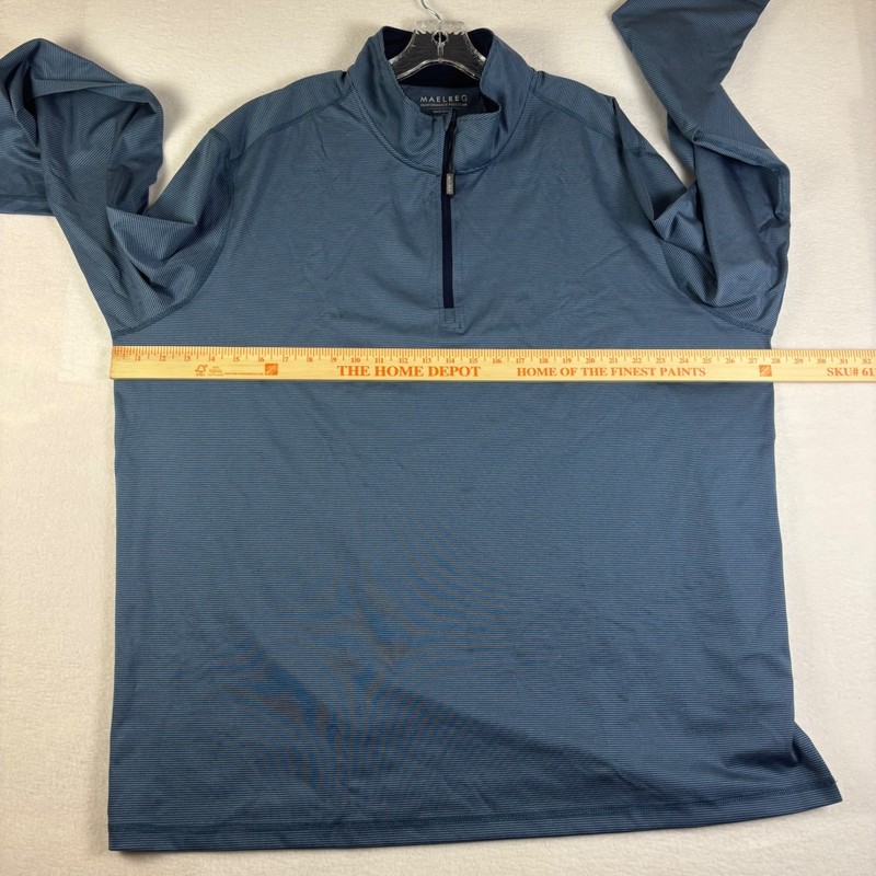 Maelreg Performance Pullover Mens 3XL Blue Striped Quarter Zip Golf Shirt 3XL gallery