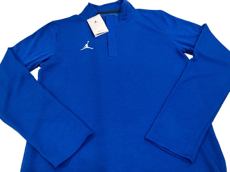 Jordan Dri-Fit 1/4 Zip Up Mens LS Top Royal Blue Gym Golf Size XS, S, M, L gallery