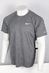Nike Men’s Swim T Shirt Short Sleeve Dri Fit Black Heather UV Protection