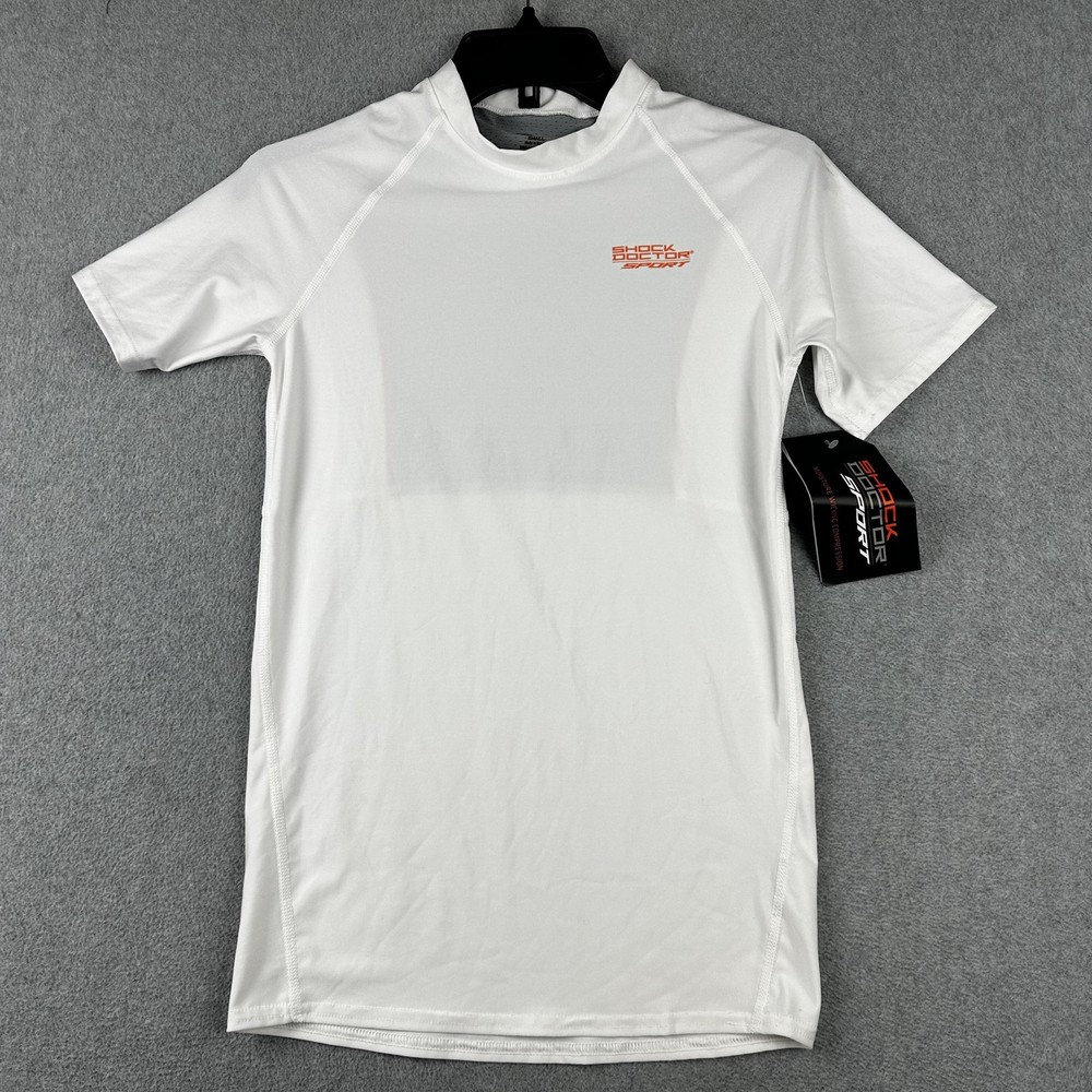 Shock Doctor Compression Shirt Mens Small White Short Sleeve Athletic SDS90760