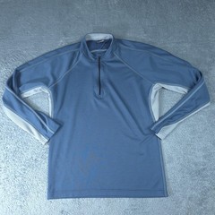 PrAna Pullover Mens Large Blue 1/4 Zip Mock Neck Breathe Long Sleeve Hiking Top