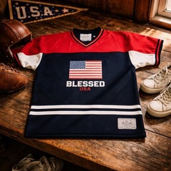 Blessed International USA Y2K Mesh Jersey XL Red White American Flag Sportswear