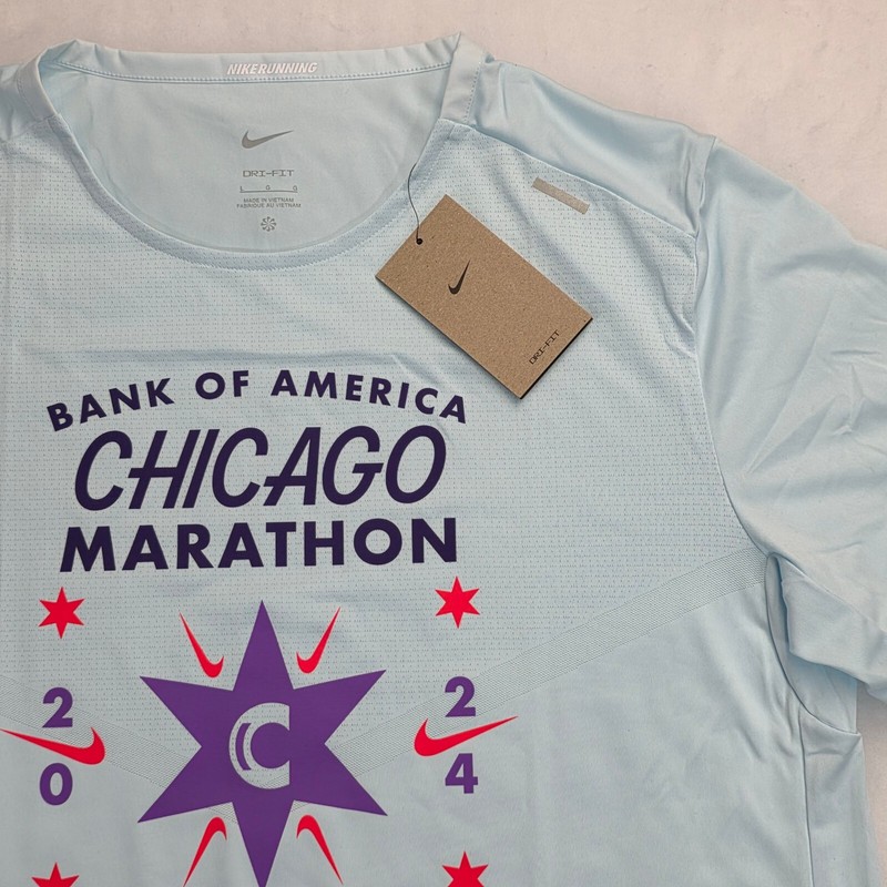 Nike Men's Dri-Fit Bank of America Chicago Marathon Running T-Shirt Size L Blue gallery