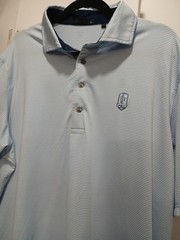 Greyson Golf Polo Shirt Performance Mens Size XL Wolf Logo Blue striped