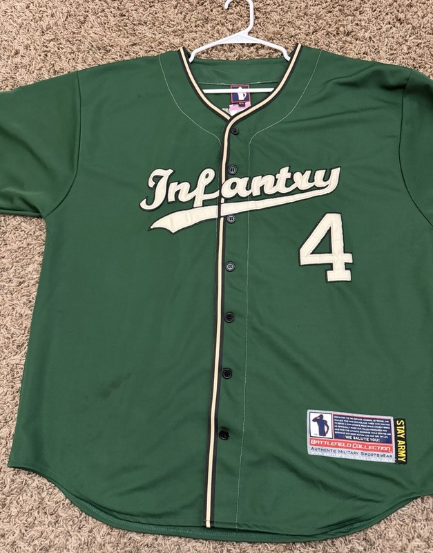 US Army 4th Infantry Div #4 Patch Baseball Jersey Battlefield Men's Sz 52/XL gallery