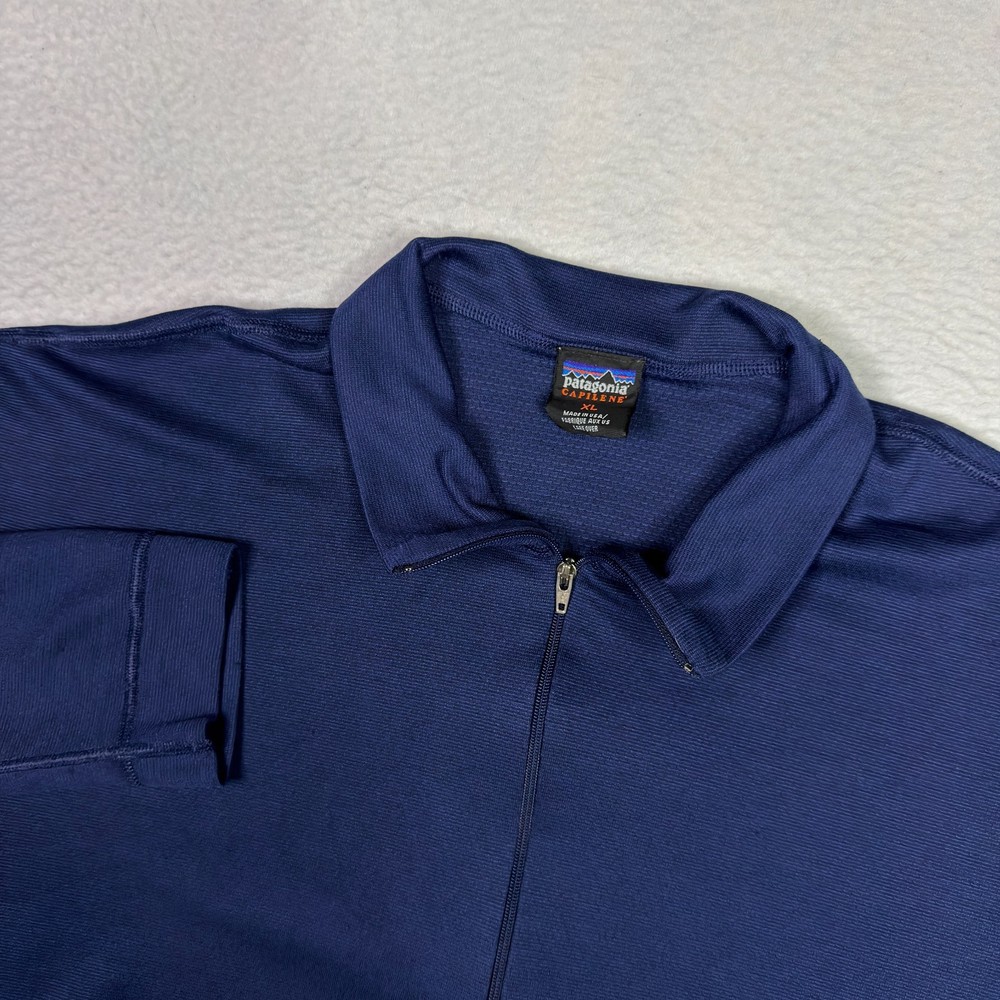 Vintage Patagonia Capilene Pullover Mens XL Blue 1/4 Zip Base Layer Made USA 90s