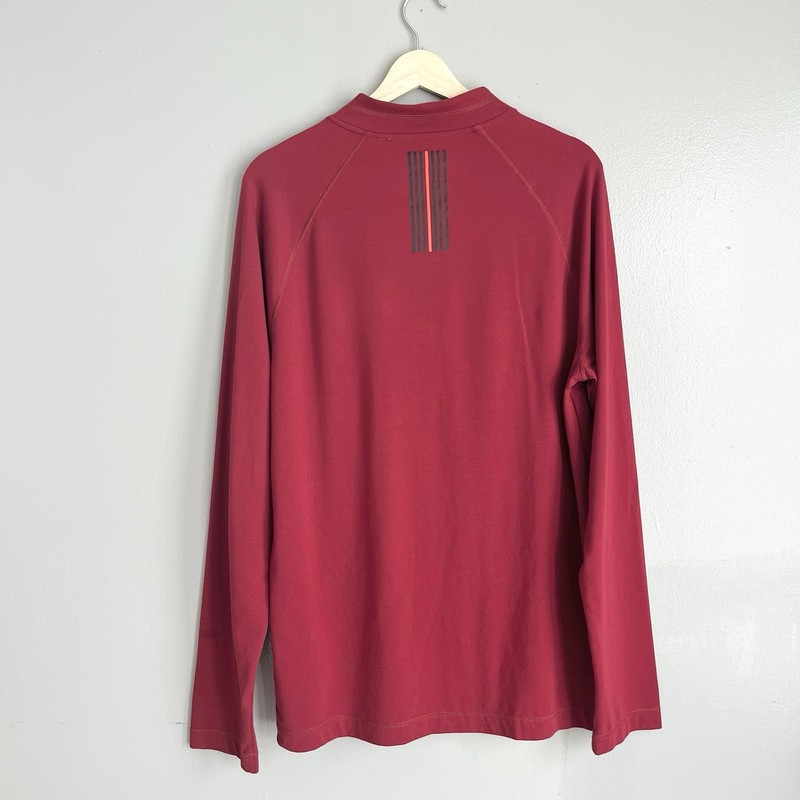 Emporio Armani 1/4 Zip Pullover Shirt EA7 Tee Long Sleeve Red Men's XXL *Stains gallery