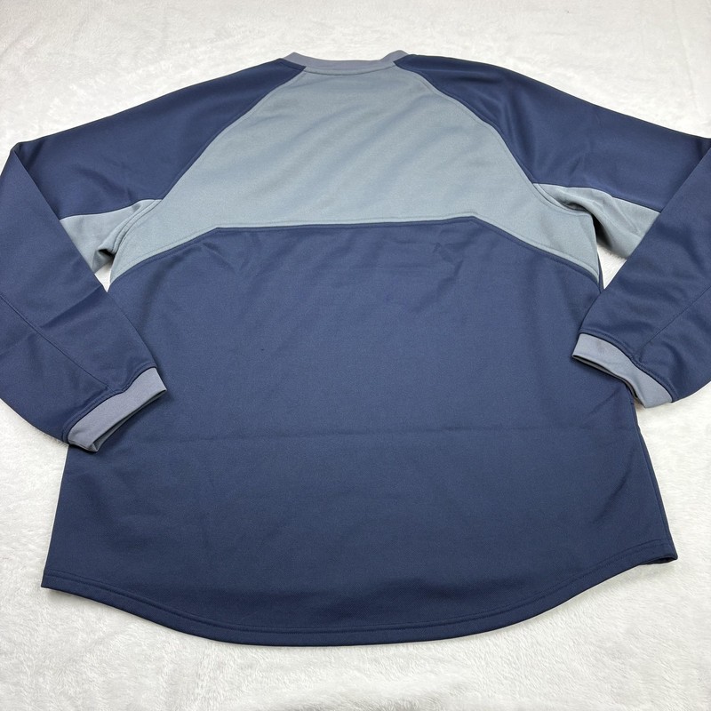 Adidas Pullover Mens XL Blue Crew Neck Fleece Tagless Pockets Logo Colorblock gallery