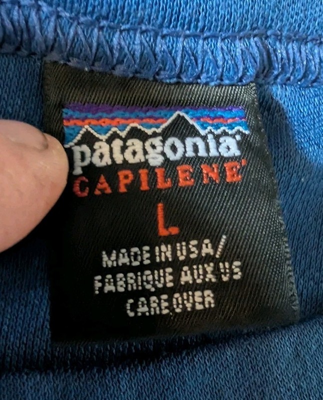 VTG Patagonia Capilene Base Layer Long Sleeve Shirt Mens L Made in USA Blue gallery