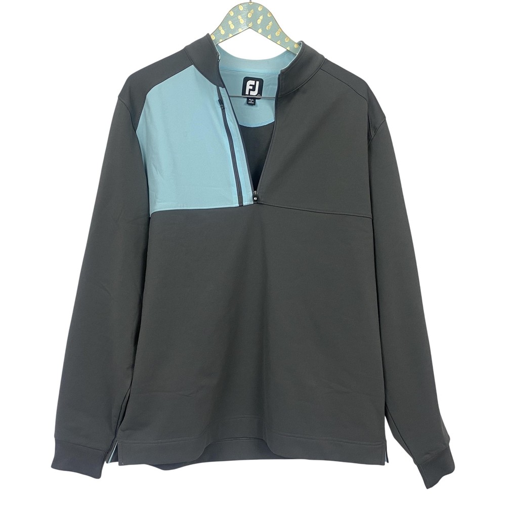 FootJoy Pique Sport Mid Layer Pullover Mens Large Gray Half Zip Golf Sweatshirt