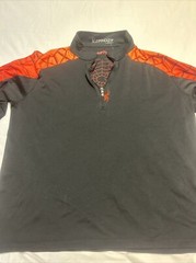 Spyder Pullover Adult Large Black Orange Spider Web Insert 1/4 Zip Mock Neck LS