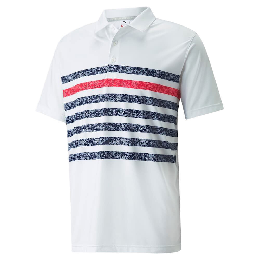🔥PUMA VOLITION PAISLEY STRIPE POLO 533026 01 BRIGHT WHITE/SKI SIZE 3XL NWT $75