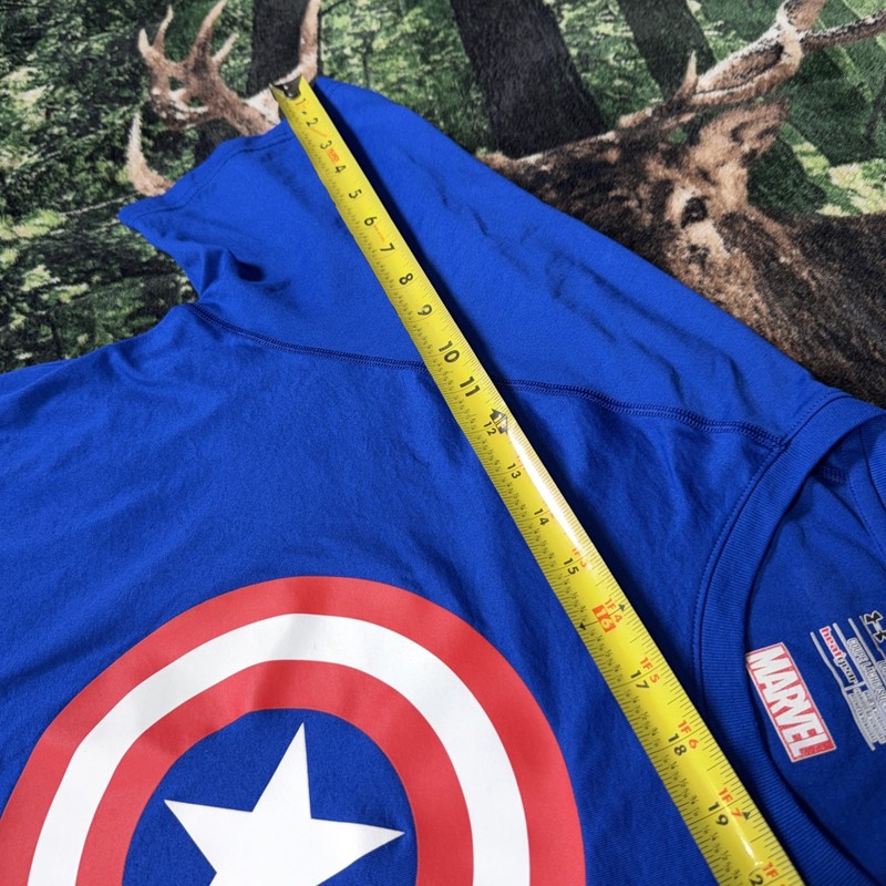 2013 Marvel Captain America Under Armour Mens XL Blue Loose Fit Heatgear gallery