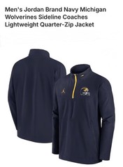 Men’s Medium Jordan Brand Michigan Wolverines Sideline Coaches 1/4 Zip Jacket