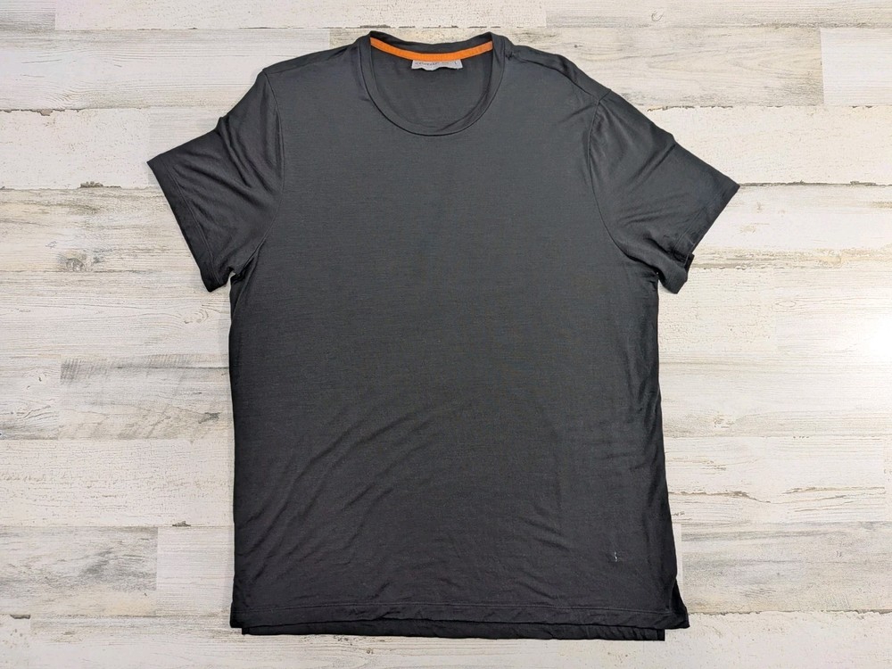 Icebreaker Shirt Mens Large Cool-Lite Black Merino Wool Blend