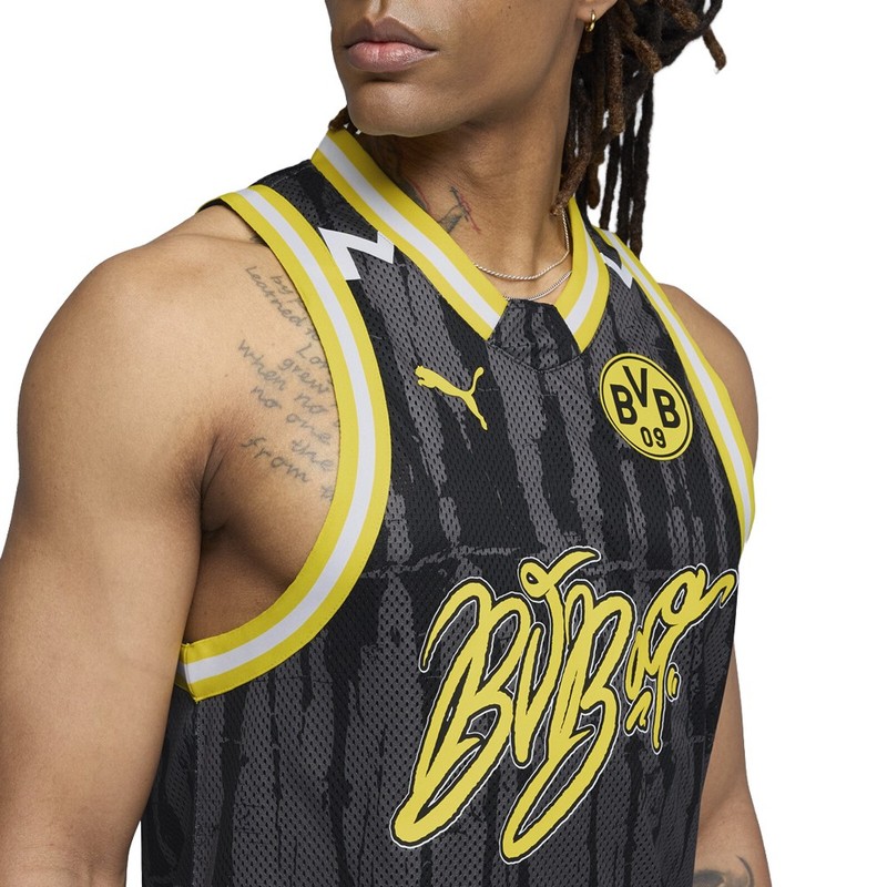 PUMA Hoops X Borussia Dortmund Crew Neck Sleeveless Replica Jersey Mens Black gallery