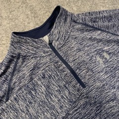 Under Armour 1/4 Zip Pullover Mens L Blue Gray Heather Long Sleeve Heatgear